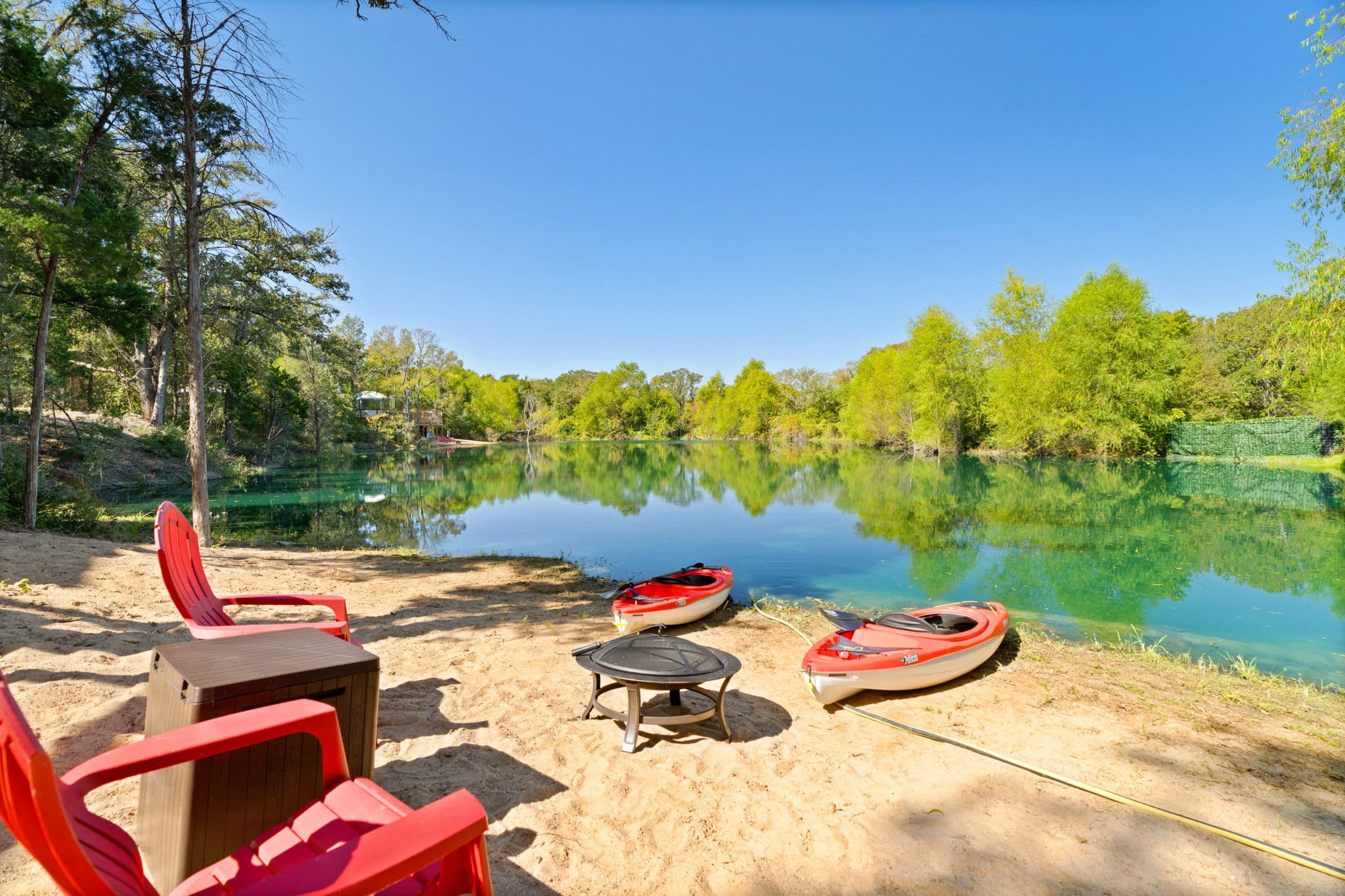 Fire pit by the pond